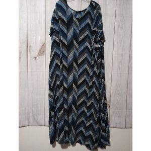 Denim 24/7 Dress Ladies 5x Blue Striped Maxi Flowy